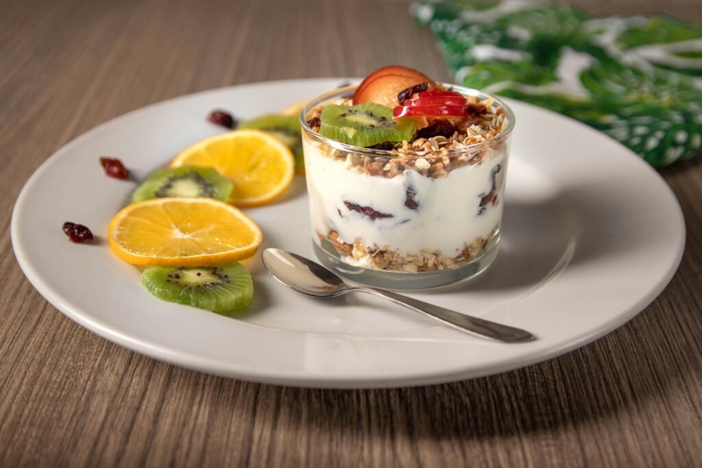 Greek yogurt has double the protein of regular yogurt and supports digestion.

